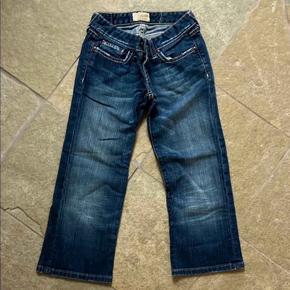 BKE Blue Ankle Cropped Jeans with Vintage Wash